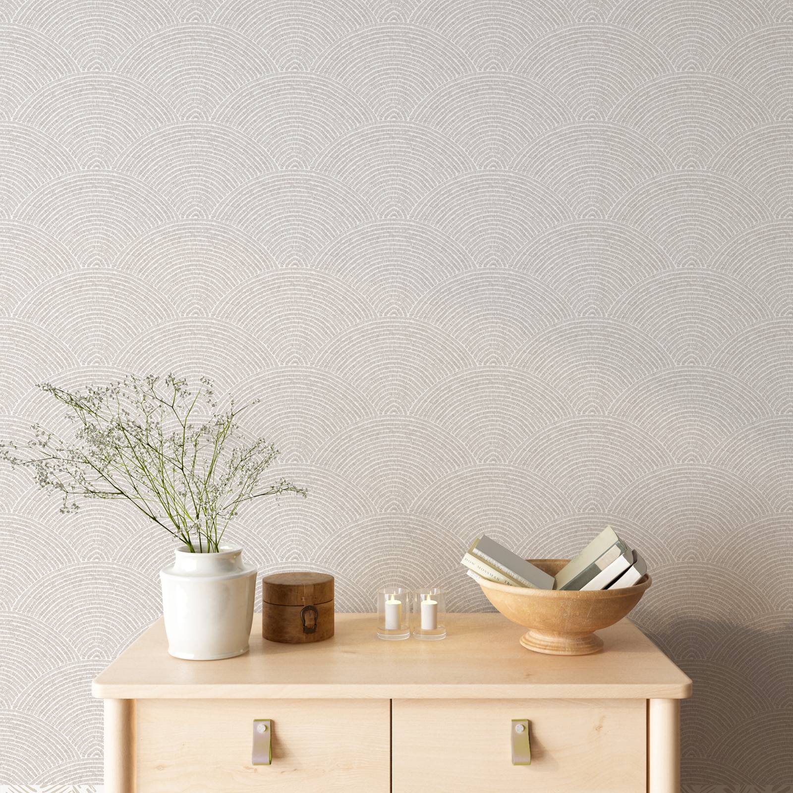 Herbal Wallpaper - Beige Boho Abstract Wallpaper / Peel
