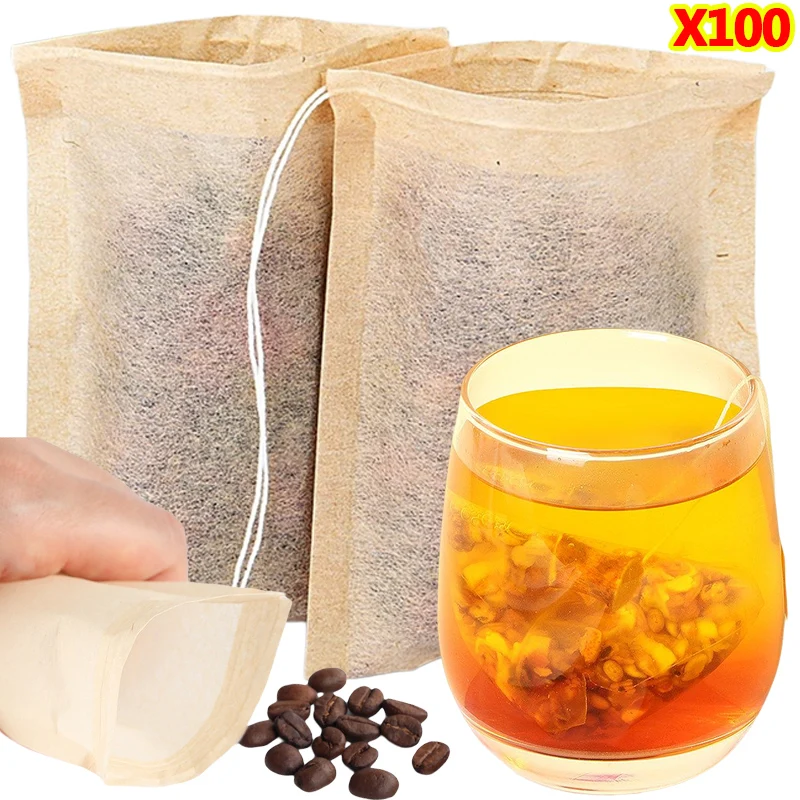 Herbal Wellness Supplement - 100Pcs Teabags with Drawstring Filter Empty