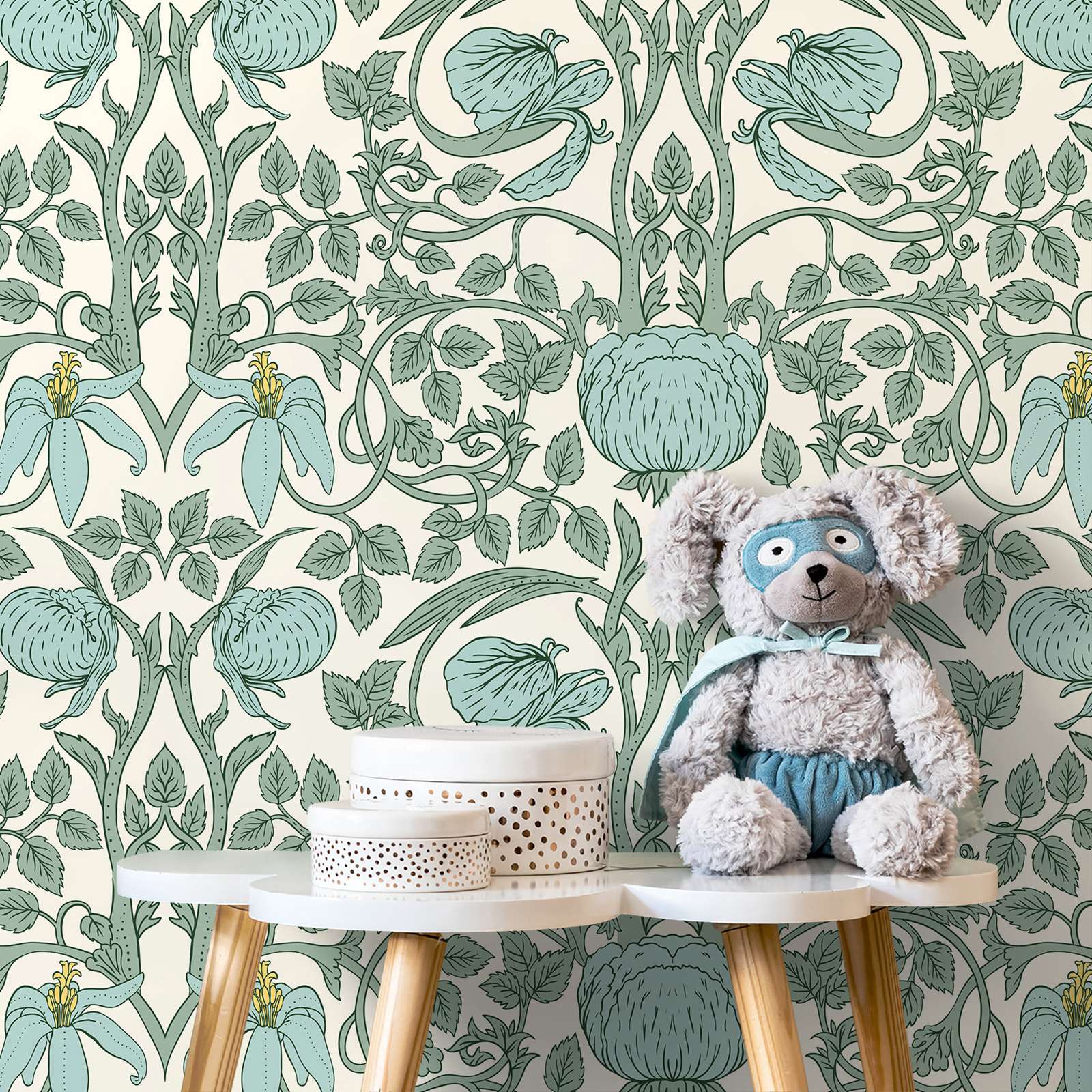 Herbal Wallpaper - Pastel Art Nouveau Wallpaper,Peel and Stick