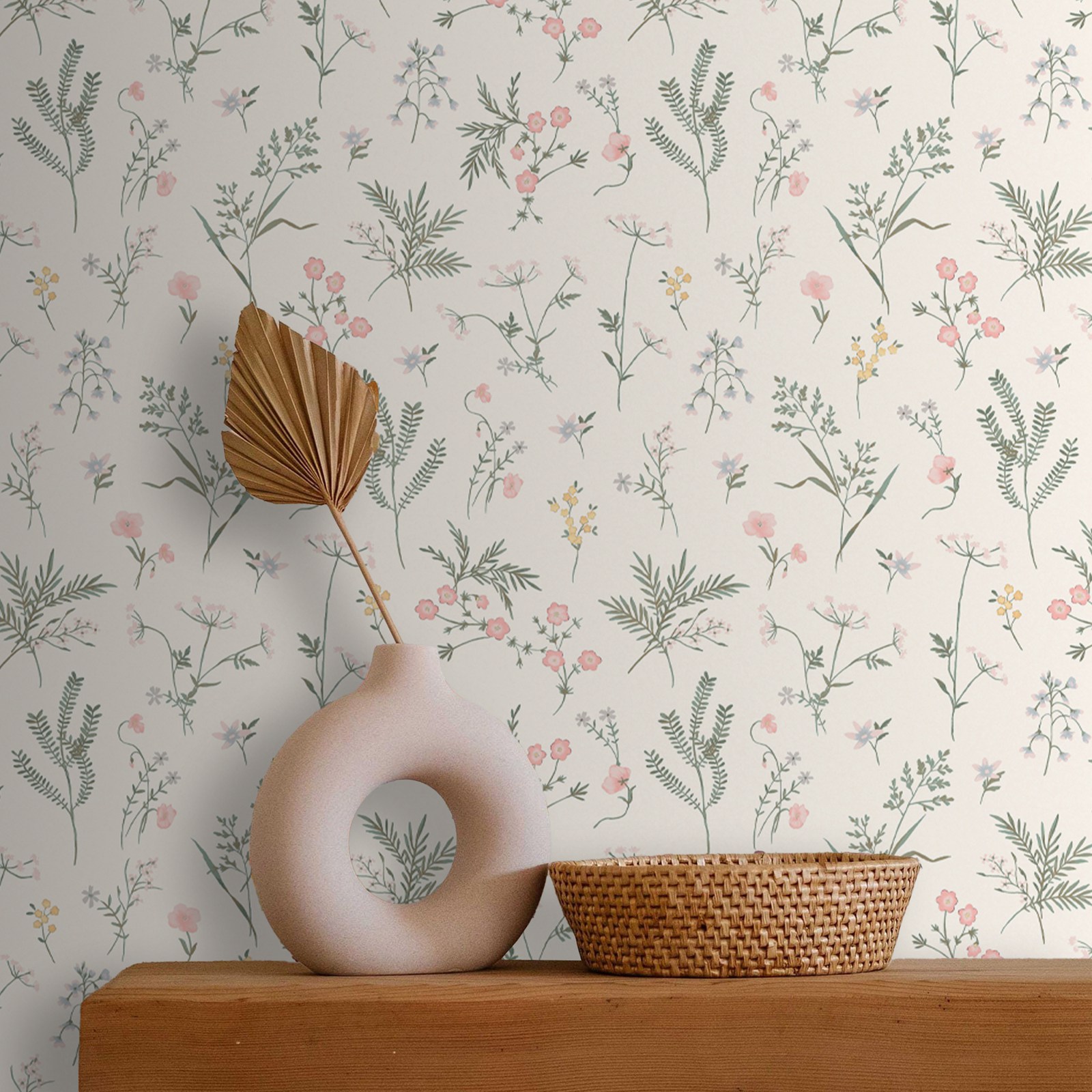 Herbal Wallpaper - Crosswell Coral Pink Botanical Plant Wallpaper,