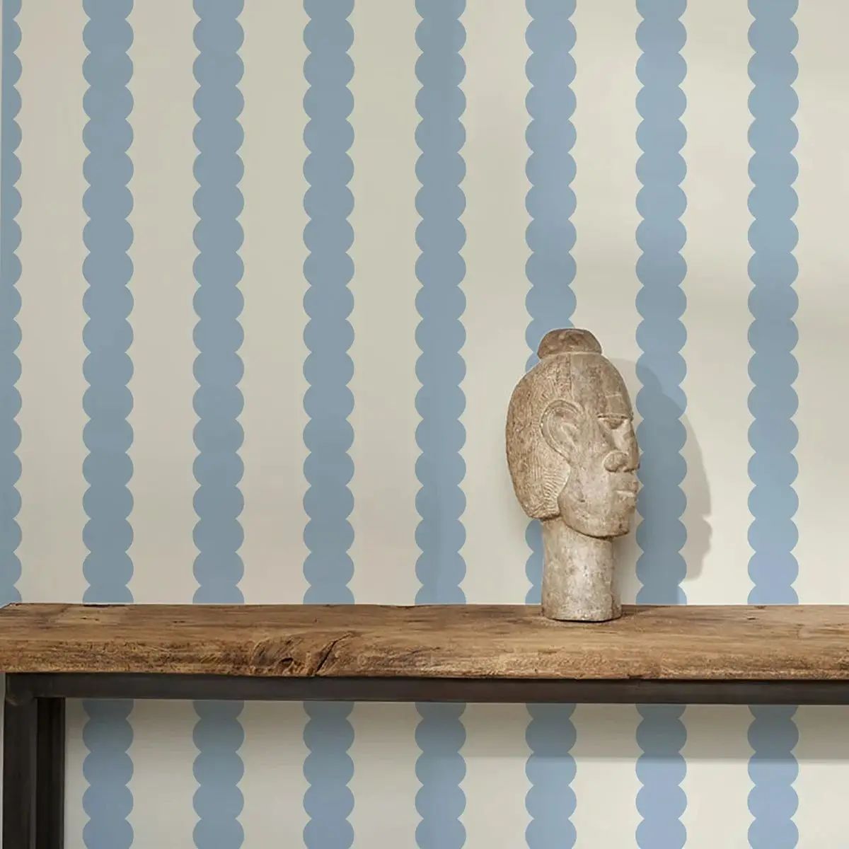 Herbal Wallpaper - Blue Abstract Bubble Lines Peel and