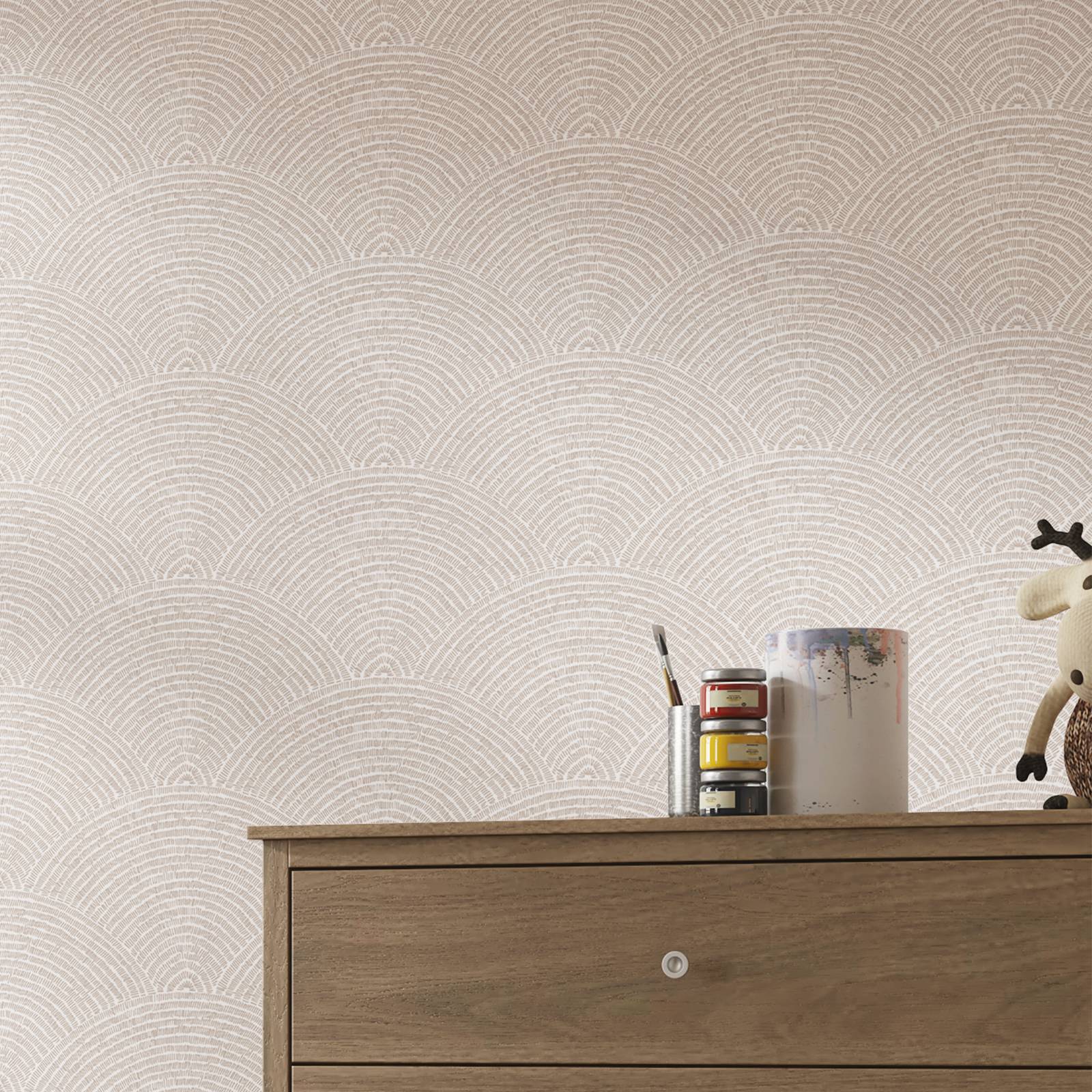 Beige Boho Abstract Wallpaper  - Herbal Wallpaper 评论和价格
