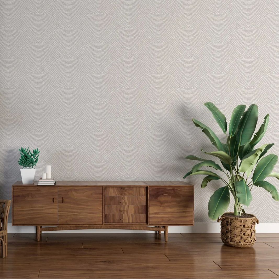 Beige Boho Abstract Wallpaper  - Herbal Wallpaper 评论和价格