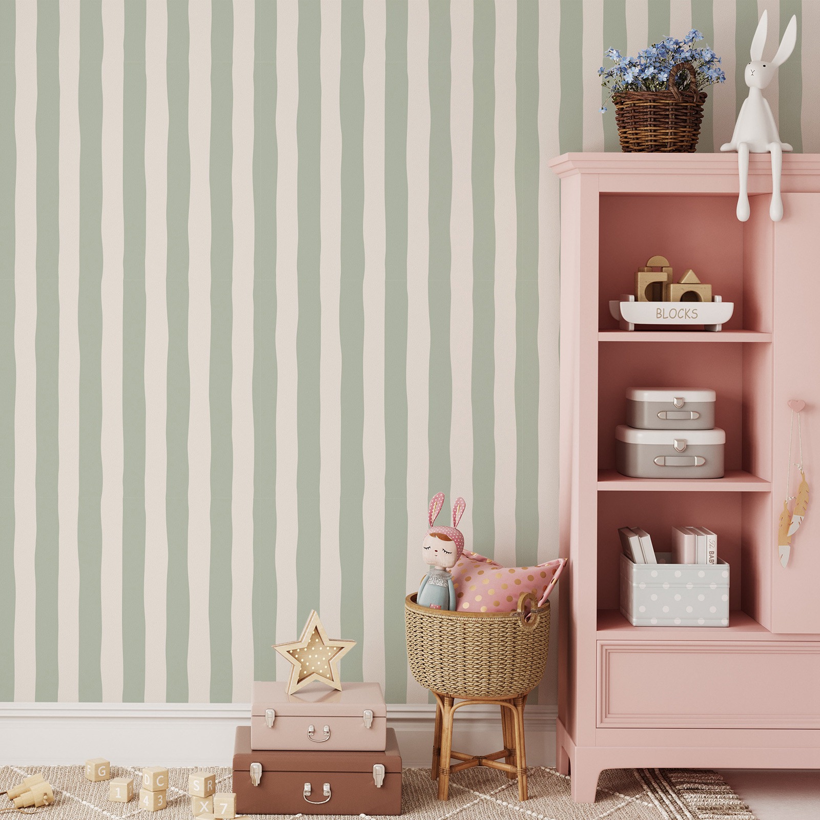 Removable Wallpaper Sage Green - Herbal Wallpaper 评论和价格
