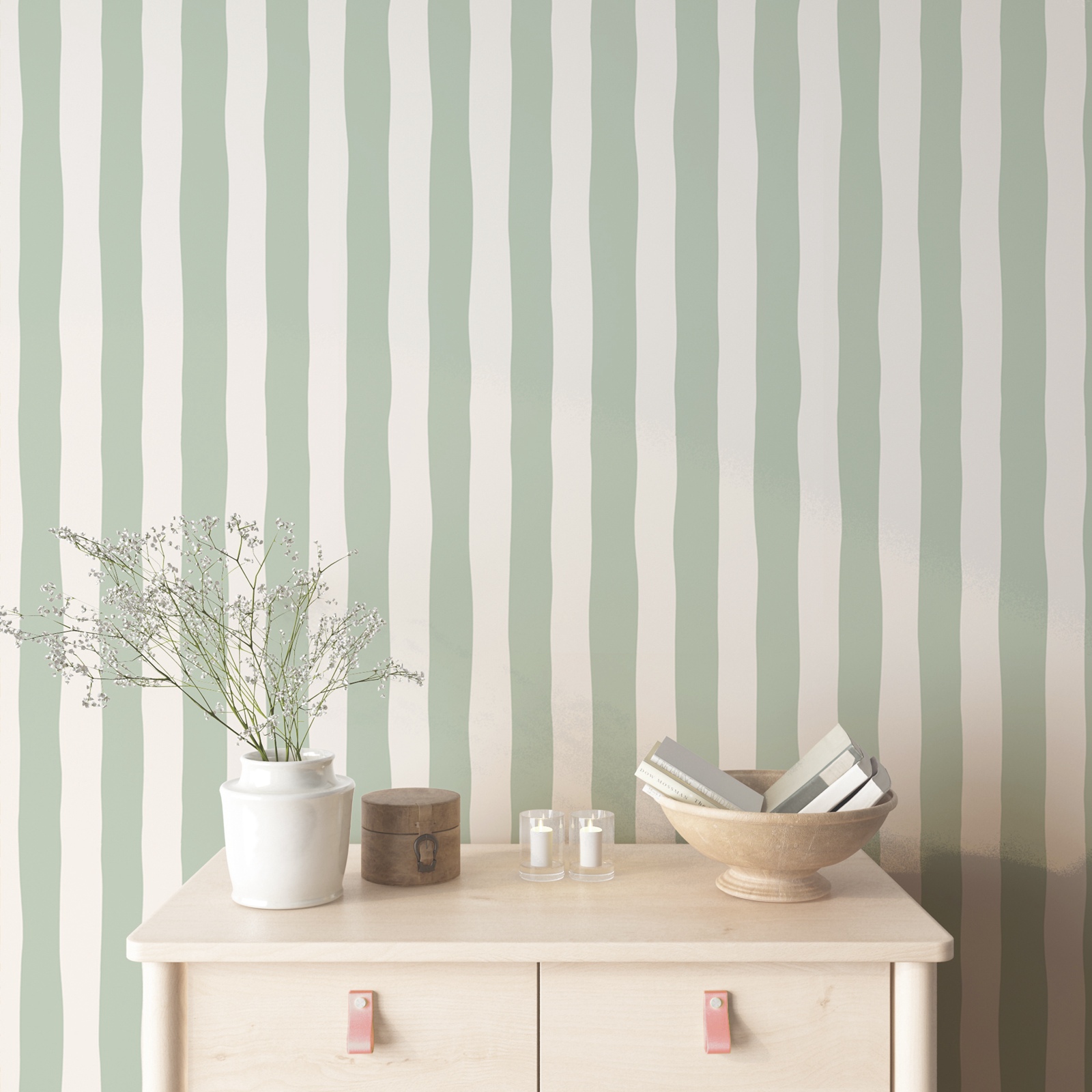 Removable Wallpaper Sage Green - Herbal Wallpaper 评论和价格