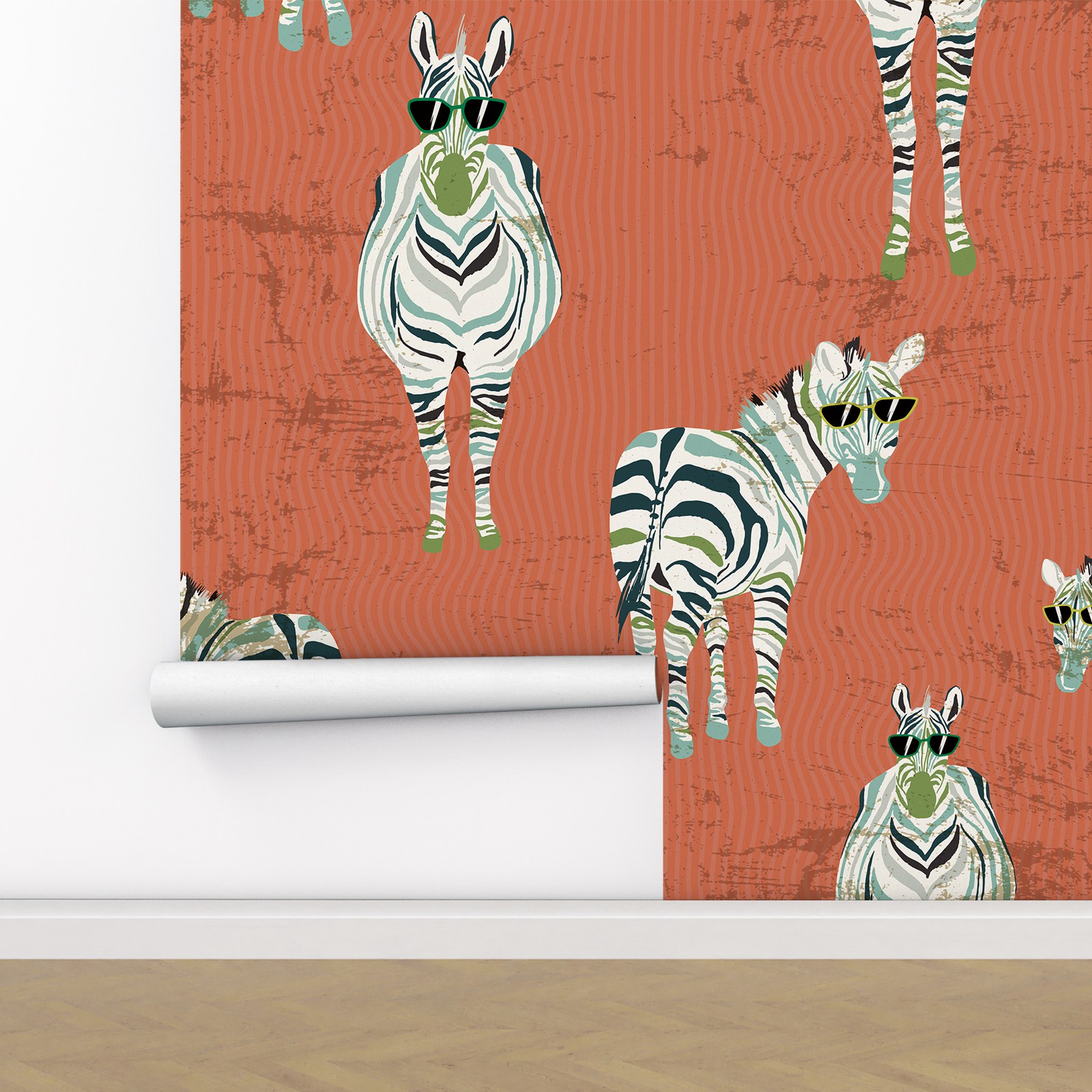 Zebra Wallpaper in Vintage Red - Herbal Wallpaper 评论和价格