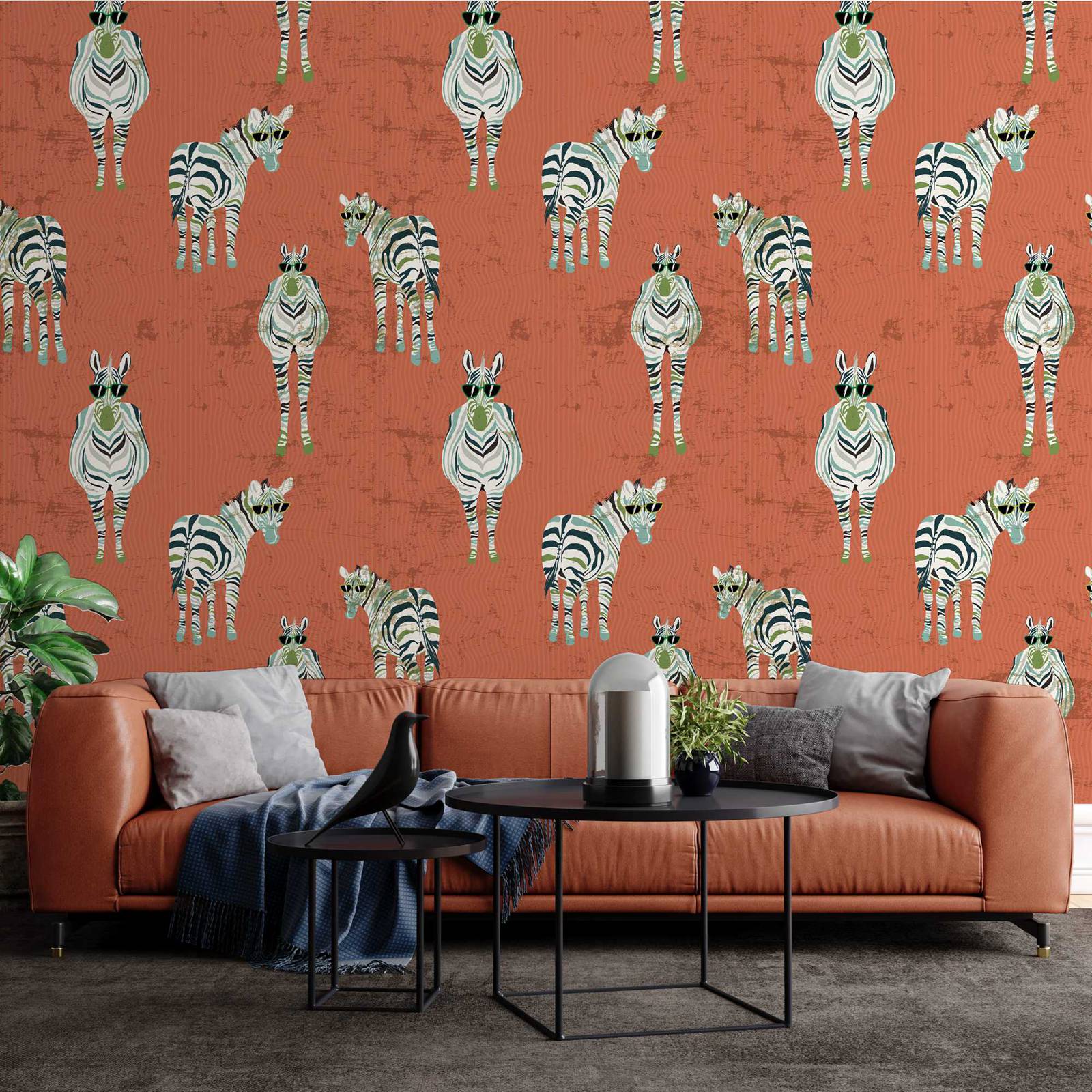 Zebra Wallpaper in Vintage Red - Herbal Wallpaper 评论和价格