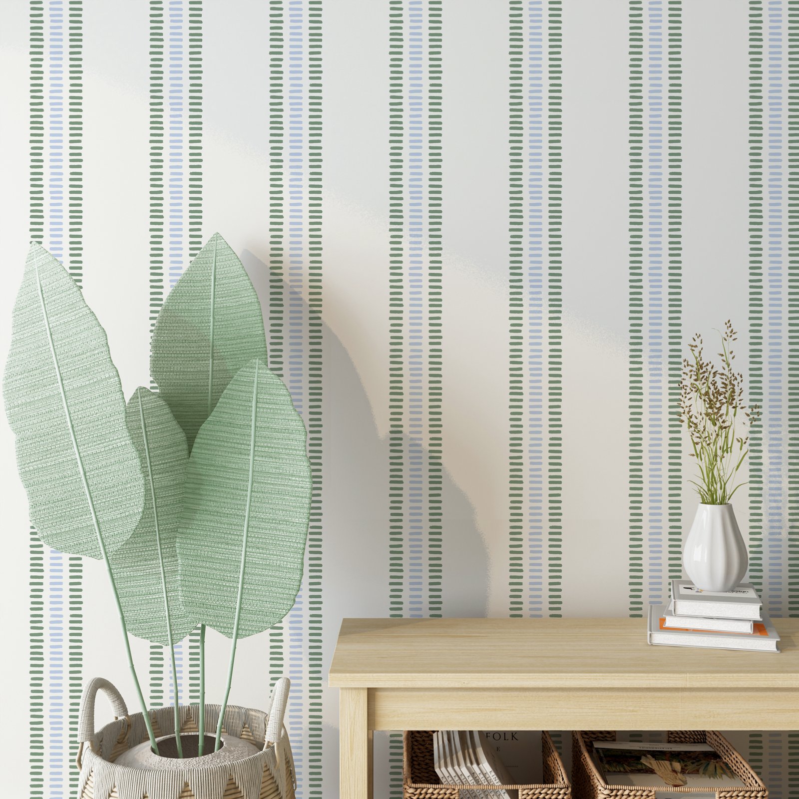 Summer Stripes In Soft Blue an - Herbal Wallpaper 评论和价格