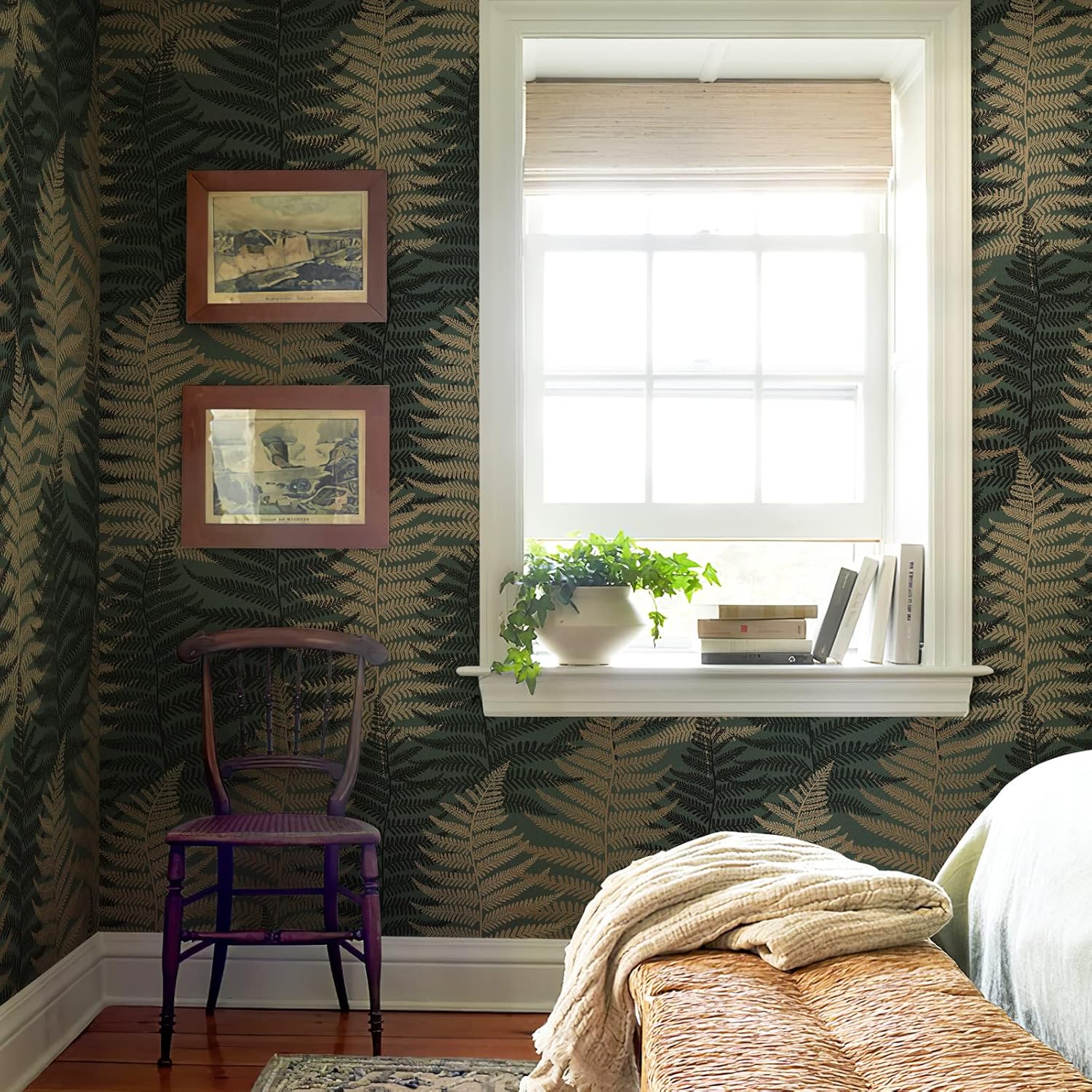 Botanical Fern Peel and Stick  - Herbal Wallpaper 评论和价格