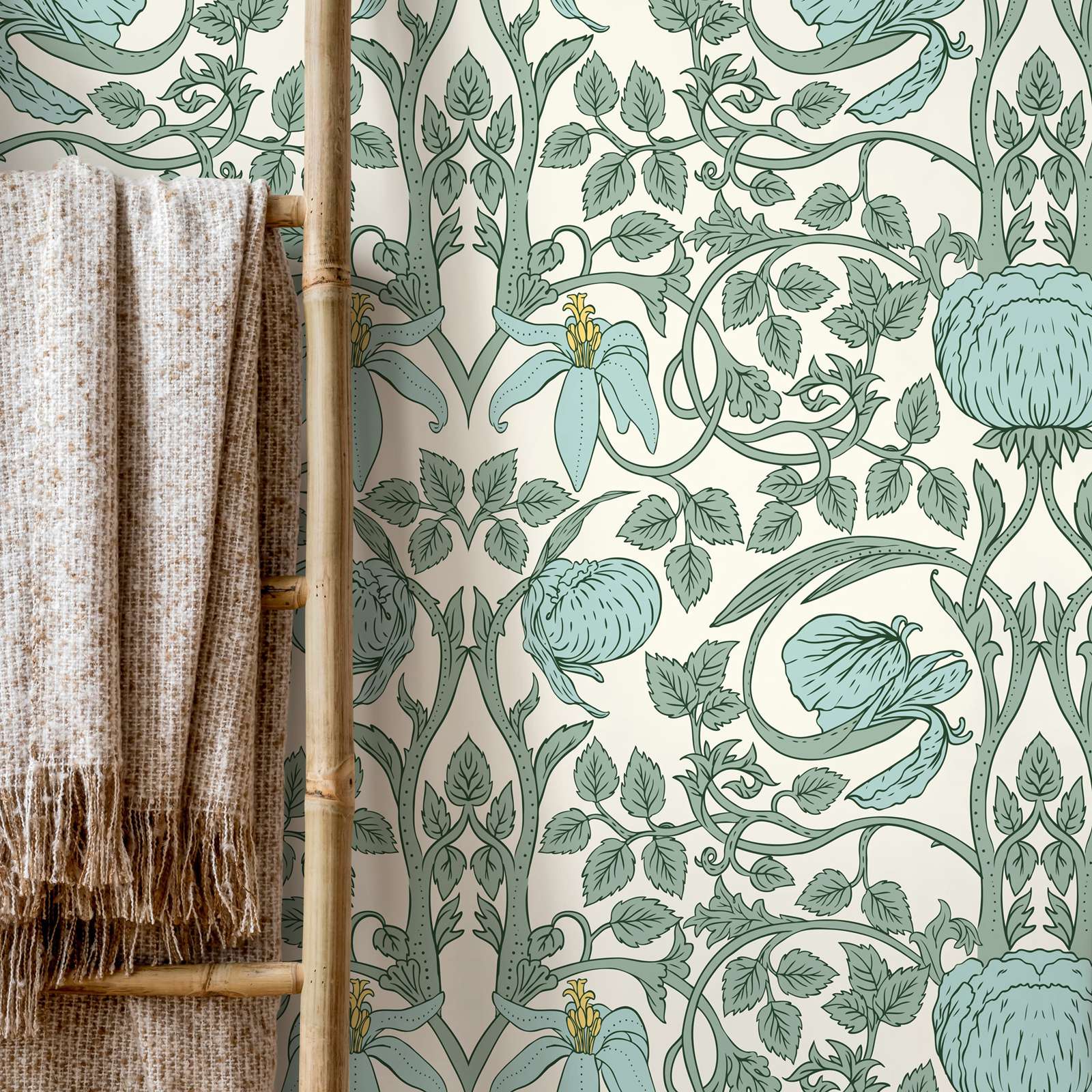Pastel Art Nouveau Wallpaper,P - Herbal Wallpaper 评论和价格