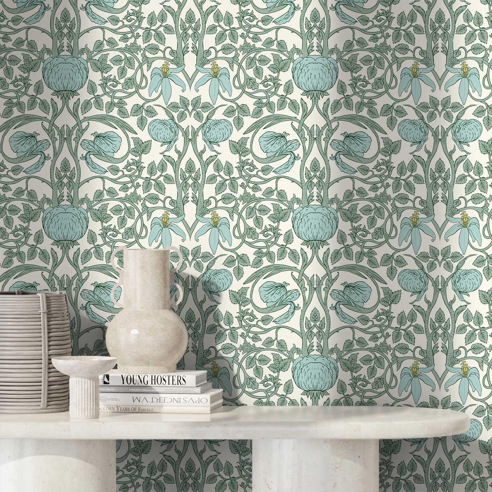 Pastel Art Nouveau Wallpaper,P - Herbal Wallpaper 评论和价格