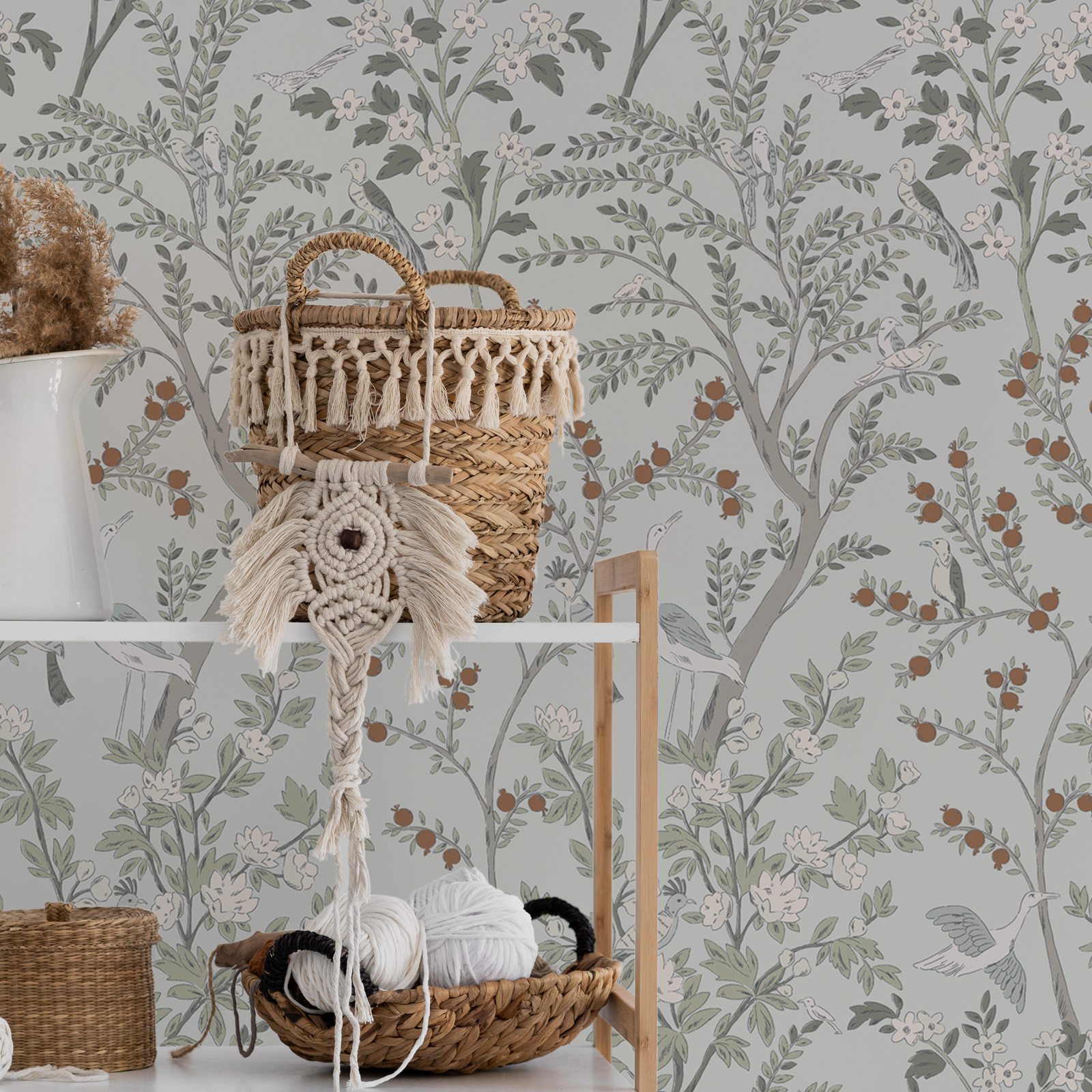 Vintage Floral Wall Sticker Wa - Herbal Wallpaper 评论和价格