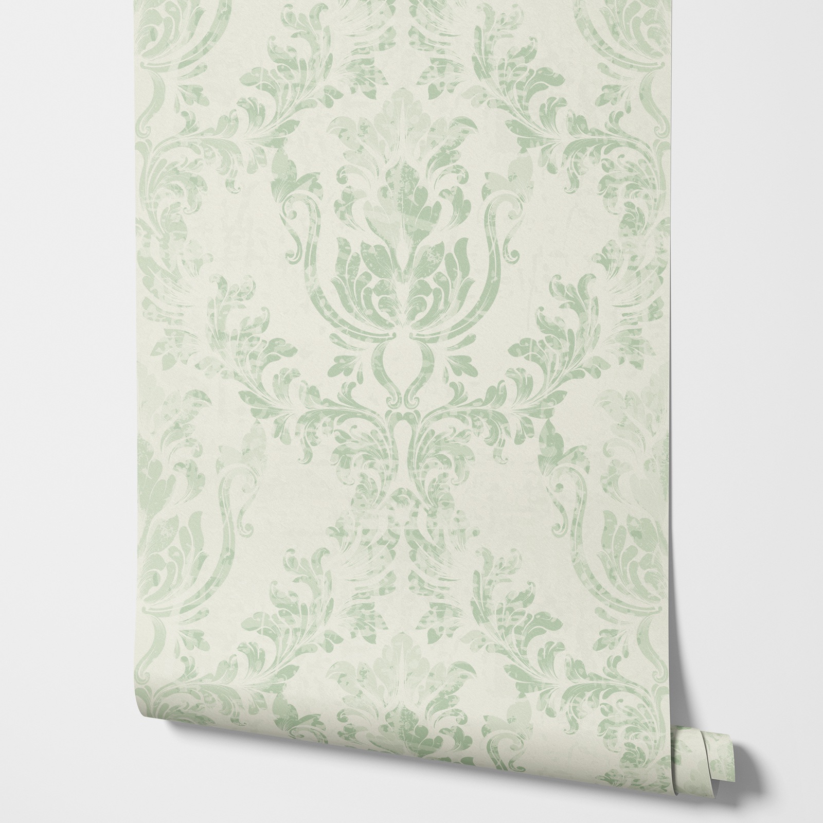 Vintage Green Damask Wallpaper - Herbal Wallpaper 评论和价格